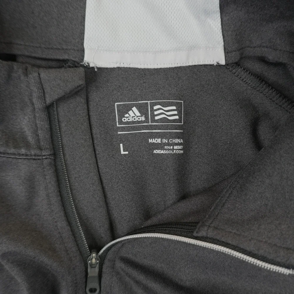 Adidas Golf Quarter Zip Pullover Mens Large Gray‎ Performance Mock Neck RN 88387